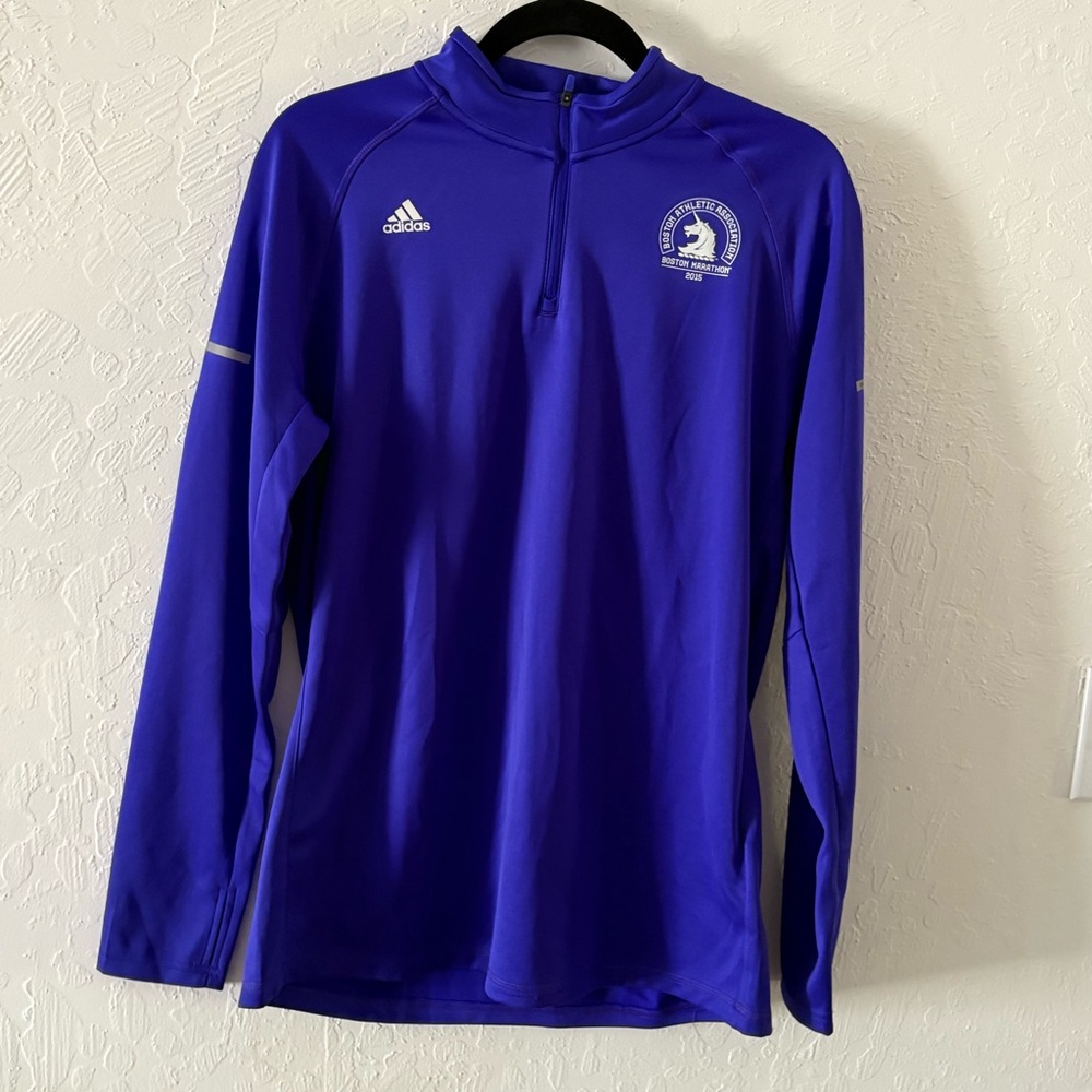 NEW Adidas 2015 Boston Marathon Official Jacket Climalite 1/4 Zip Women XL Tags